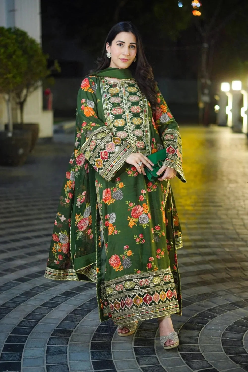 Heavy EMB 3PC Winter Dress With EMB Silk Dupatta- WQ104